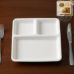 Durable plastic 3-compartment dinner plate for portion-controlled meals
