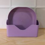 Reusable plastic snack serving platter with stackable design