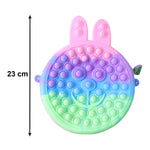 Close-up of caterpillar Pop It bubble surface on silicone pencil pouch