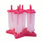 Frozen colorful popsicles made with BPA-free plastic ice cream molds on table