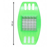 Detailed view of the potato cutter's blades and comfortable ABS plastic handle during use.