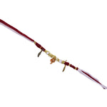Ganesh Ji charm rakhi with feather dangles on beaded thread