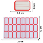Sheet layout of self-adhesive packing label stickers in red and white