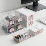 Kitchen organizer using self-adhesive rectangular label stickers for clear labels
