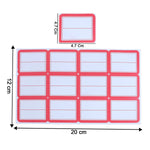 Kitchen organiser labelled with red and white self-adhesive label stickers