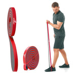 Resistance band stretched for mobility and strength training