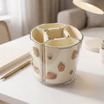 Rotating desk organizer in a professional office setting