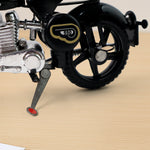 Bullet bike toy model shown with side stand for stable display