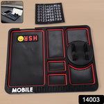 Close-up view of silicone mobile phone holder car dashboard mat