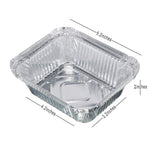 Size dimension label on aluminium food container pack