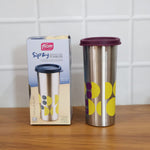 Lifestyle image showing stainless steel travel tumbler 600 ML in use