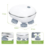 Size comparison of portable electric scalp massager held in hand