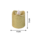 Size comparison of LED tealight candles with glitter finish