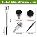 Garden solar LED lights with stainless steel frames for outdoor use