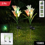 Solar garden flower light with ground stake easy installation in garden soil