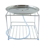 Stainless steel utensil rack with top tray and bottom shelf