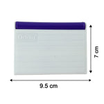 Stamp pad with dimensions for size reference, in typical office setup.