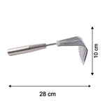Size guide for garden rake showing compact length of 28 cm