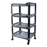 Rolling storage rack with four shelves for versatile home organization