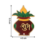 Golden accented Shubh Labh wall hangings for pooja room and temple decor