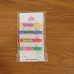 Model wearing Sweet Text colorful hair clips for casual styling