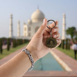Metal alloy Taj Mahal keyring showcasing intricate design