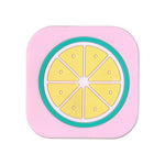 Close-up view of textured surface on silicone lemon drink coaster