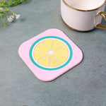 Heat-resistant premium silicone coaster with colorful fruit patterns