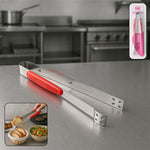 Stainless steel kitchen tongs by Supermom shown without packaging