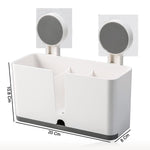 Toothbrush organizer mounted neatly on bathroom wall space saver