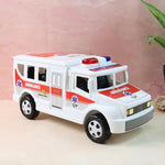 Top view highlighting detailed friction powered ambulance toy design