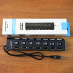 The versatile 7 Port USB Hub, perfect for multiple computer accessories.