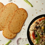 Maniarr's Pizza Mini Slim Bites product display highlighting ingredients and health benefits.