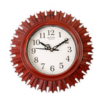 Front view of the battery operated wooden look wall clock, ready to adorn any wall.