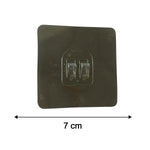 Diagram showing dimensions of the transparent adhesive wall hook for easy reference.