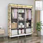 Portable fabric wardrobe closet with 8 spacious compartments for storage