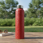 Classic cylindrical red water bottle made from stainless steel