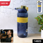 Side view of 1400ml sports water bottle showing ergonomic grip band