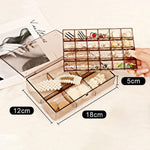 Acrylic storage case with 30 compartments, also suitable for nail art supplies and makeup.