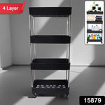 Space-efficient movable storage trolley with caster wheels for easy mobility