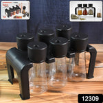 Compact plastic spice jar set with rotating lids for precise pouring