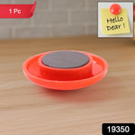 Multiple red dot magnetic board buttons holding papers on whiteboard