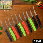 Close-up of stainless steel lemon knife with colorful handle for kitchen use