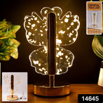 Golden base of crystal butterfly LED table lamp showing metallic finish