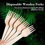 Pack of 30 Freshee 160mm disposable birchwood wooden forks