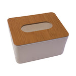 Side profile of the elegant bamboo tissue box holder.