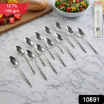 12 piece stainless steel spoon set for dining and serving