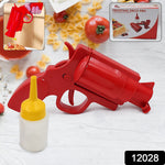 Close up of ketchup dispenser mustard bottle gun trigger mechanism