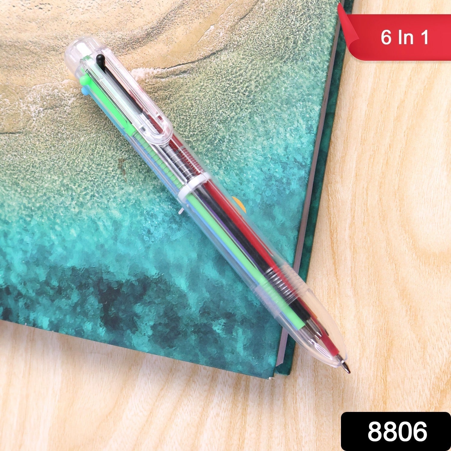 Ergonomic multicolor ball pen providing comfort for extended writing sessions.