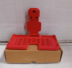Lifestyle shot of the multi-purpose red wall holder, keeping cables tidy.